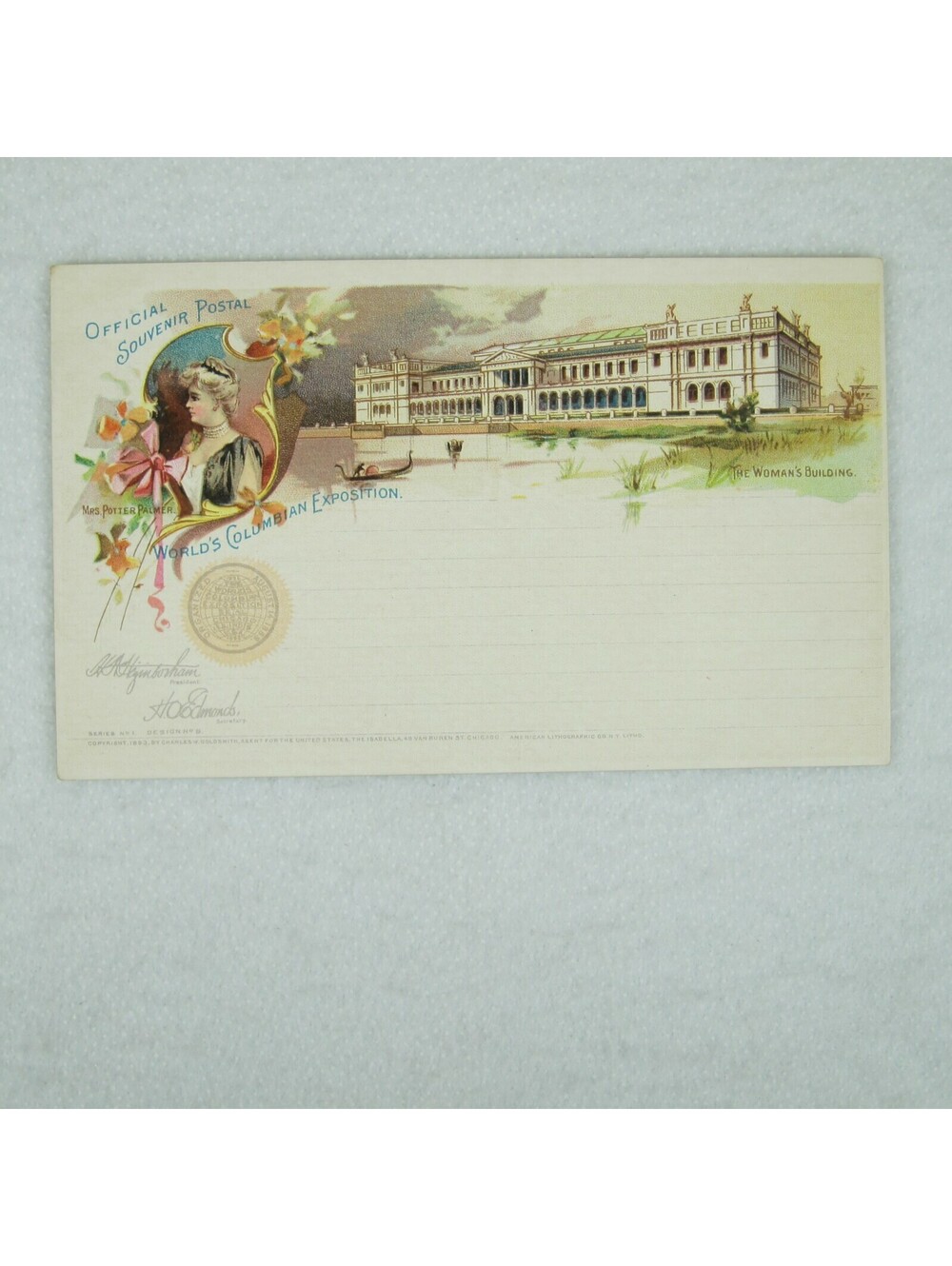 Antique 1893 World's Fair Columbian Exposition Post Card Woman's Building RARE